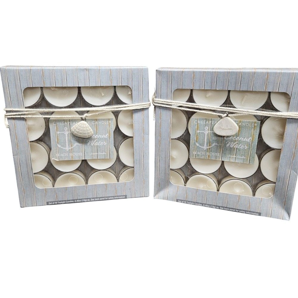 Chesapeake Bay Candle Coconut Water White Tealight Candles‎ Lot 2 32pc Scented